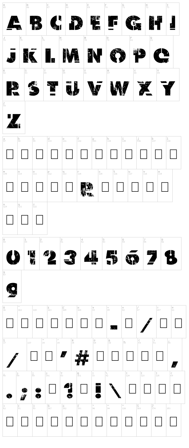 Dark Net Warrior font map